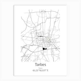 Tarbes,France Minimalist Map Art Print