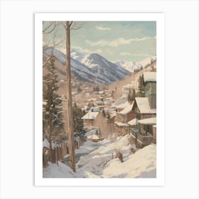 Vintage Winter Illustration Aspen Colorado 1 Art Print