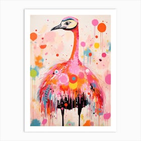 Pink Scandi Ostrich 1 Art Print