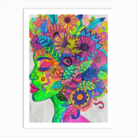 Colorful Woman'S Head Art Print