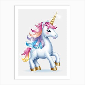 Unicorn With Rainbow Mane Art Print