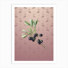 Vintage Olive Tree Botanical on Dusty Pink Pattern n.1862 Art Print