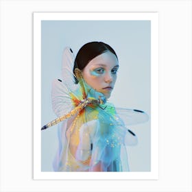 "Futuristic Dragonfly Woman in Surreal Photography" Art Print