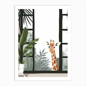 Giraffe In The Window Art Print