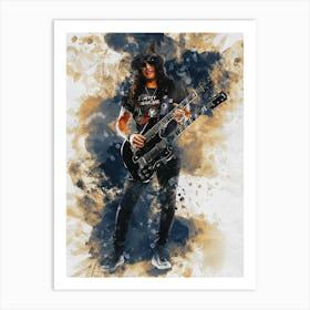 Smudge Of Slash And Gibson Doubleneck Guitar Art Print