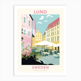 Lund, Sweden, Flat Pastels Tones Illustration 1 Poster Art Print
