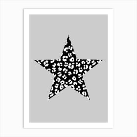 Leopard Print Star Black and White Art Print