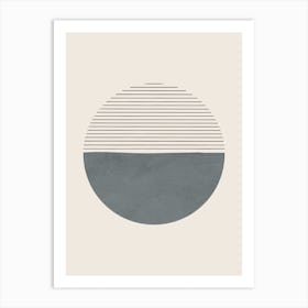 Minimalist Lines Circle Gray Art Print