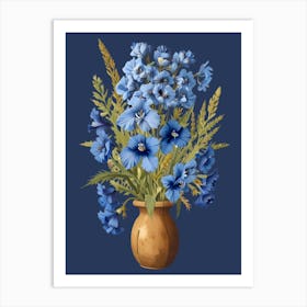 Blue Flowers In A Vase 3 Art Print