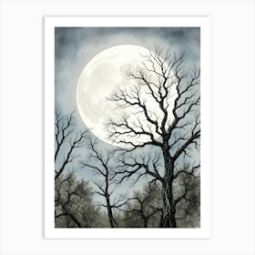 Full Moon Over Trees 1 Art Print