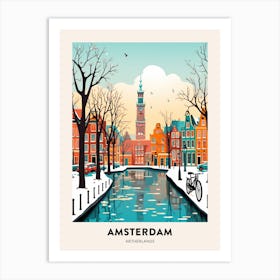 Vintage Winter Travel Poster Amsterdam Netherlands 2 Art Print