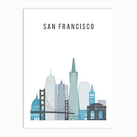 San Francisco Skyline In Blue Art Print