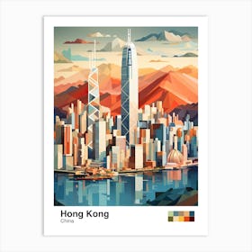 Hong Kong, China, Geometric Illustration 4 Poster Art Print