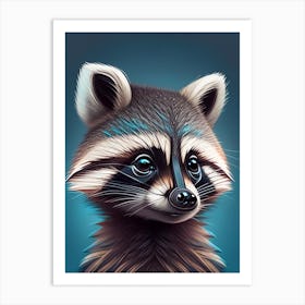 Aqua Raccoon Digital Art Print