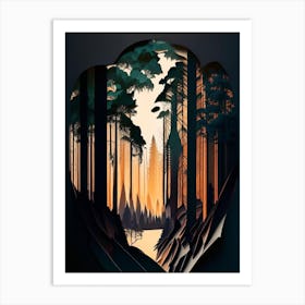 Muir Woods National Park United States Of America Cut Out Paper Art Print