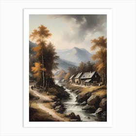 In The Wake Of The Mountain A Classic Painting Of A Village Scene (38) Art Print