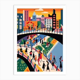 Millennium Bridge, London, England, Colourful 4 Art Print
