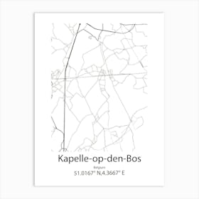 Kapelle Op Den Bos,Belgium Minimalist Map Art Print