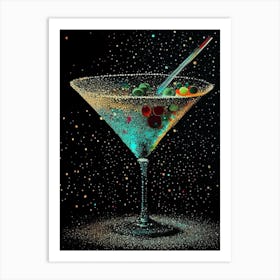 Dirty MCocktail Poster artini Pointillism Cocktail Poster Art Print