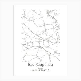 Bad Rappenau,Germany Minimalist Map Art Print