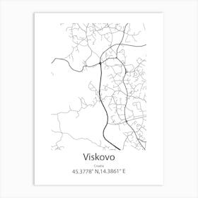 Viskovo,Croatia Minimalist Map Art Print