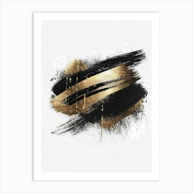 Gold And Black Brush Strokes 30 Art Print