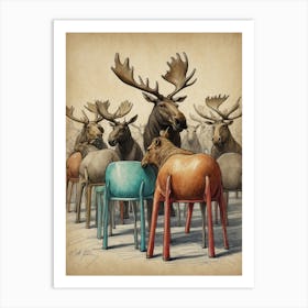 Moose Chairs Art Print