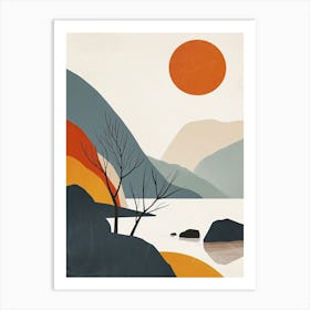 Lakeland Landscape, Scandinavian Simplicity Art Print