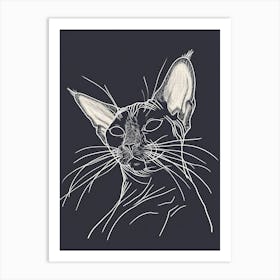 Devon Rex Cat Minimalist Illustration 4 Art Print