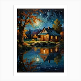 Cabin By The Lake 3 Art Print