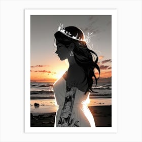 Tattooed Woman At Sunset Art Print