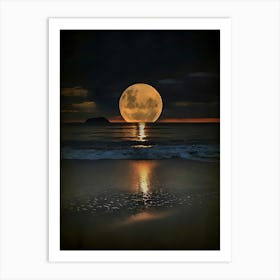 Full Moon Over The Ocean 2 Art Print