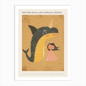 Unicorn Whale With A Princess Muted Pastel 1 Poster Art Print