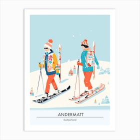 Andermatt   Switzerland Ski Resort Poster Illustration 3 Art Print