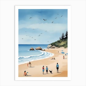 People On The Beach Painting (47) Art Print