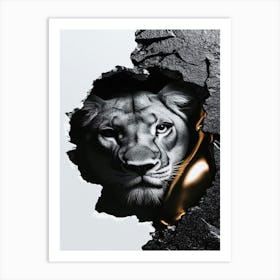 Lion In The Hole Art Print