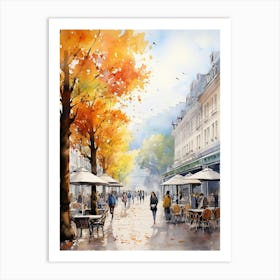 Geneva Switzerland In Autumn Fall, Watercolour 3 Art Print