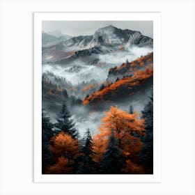 Autumn Trees In The Mountains Art Print