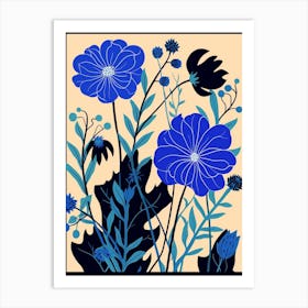 Blue Flower Illustration Love In A Mist Nigella 1 Art Print