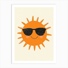 Kids Sun with sunglasses Art Print