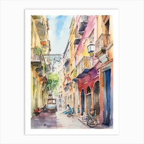 Catania, Italy Watercolour Streets 1 Art Print