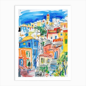 Athens, Dreamy Storybook Illustration 3 Art Print