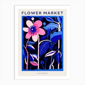 Blue Flower Market Poster Fuchsia 3 Art Print