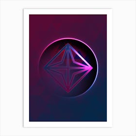 Geometric Neon Glyph on Jewel Tone Triangle Pattern 166 Art Print