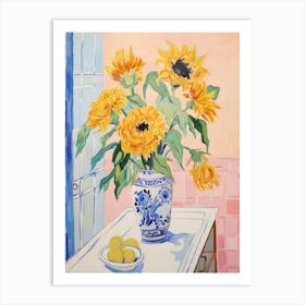 A Vase With Sunflower, Flower Bouquet 4 Art Print
