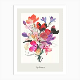 Cyclamen 1 Collage Flower Bouquet Poster Art Print