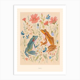 Folksy Floral Animal Drawing Frog 7 Poster Art Print