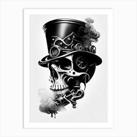Skull With Pop Art Influences White 3 Stream Punk Art Print
