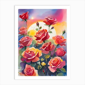 Roses At Sunset Art Print