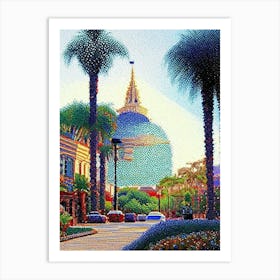 Anaheim, City Us  Pointillism Art Print